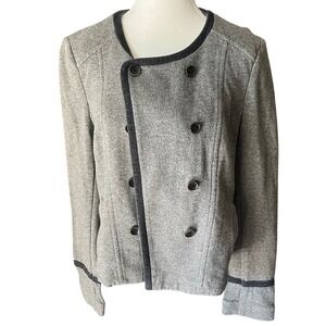 LOFT Gray‎ Jacket Blazer Womens Size L Button Up Career Casual Cadet Neutral
